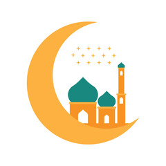Obraz premium Ramadan Mosque Flat Illustration