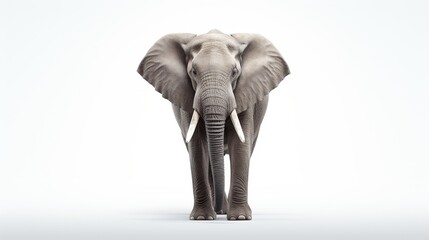 Fototapeta premium Elephant on White Background. Animal, Mammal, Wildlife, Safari 