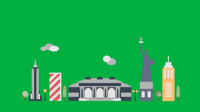 4K Infographic of New York city map navigation icon, motion graphics with green screen chroma key background