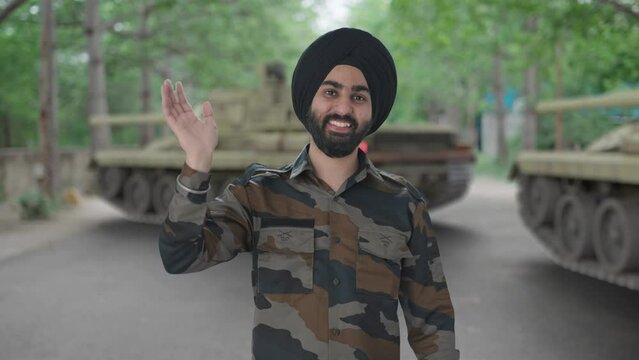 Happy Sikh Indian Army man saying Hello