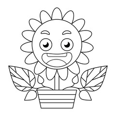 children's educational game. logical tasks. coloring book. flower in a pot