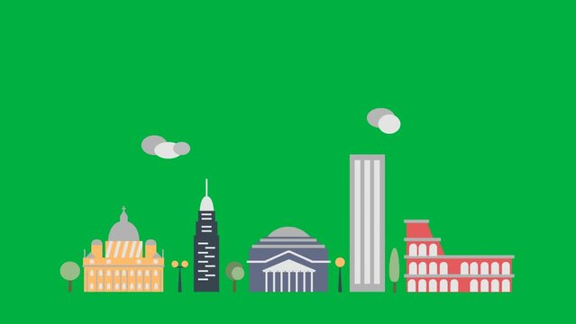 4K Infographic of Rome city map navigation icon, motion graphics with green screen chroma key background