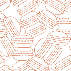 Macaron line art seamless pattern. Suitable for backgrounds, wallpapers, fabrics, textiles, wrapping papers, printed materials, and many more.