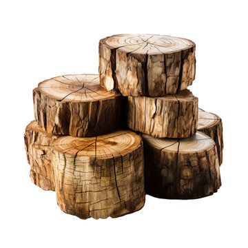 cut tree trunk isolated on transparent background