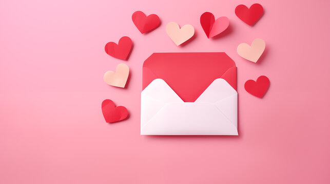 love letter envelope with paper craft hearts