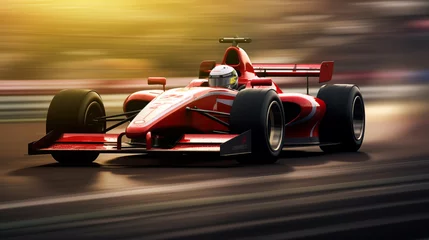  speeding racer maneuvers the track in a high-performance car. formula 1. intense competition in motorsports team racing © Angelo
