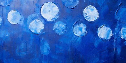 夏用抽象油絵背景横長バナー）白とウルトラマリンブルーの水玉模様