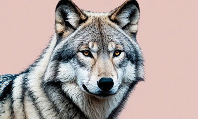 Naklejka na ściany i meble Fantasy Illustration of a wild animal wolf. Digital art style wallpaper background.