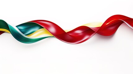 Red, yellow & green ribbon on white background. Black History Month.  - AI Generated Abstract Art