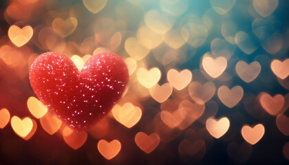 Fototapeta premium Bokeh heart background. Valentine's day concept