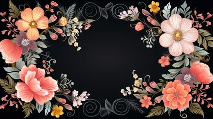 Foto op Plexiglas Frame floral ornament © Johnu