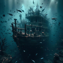 sunken ship ai generated image