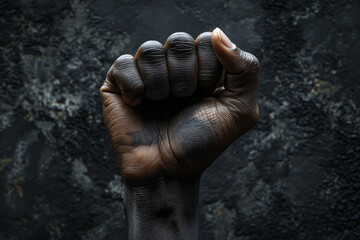 Silhouette of a clenched fist against a black background, symbolizing unity and strength for Black History Month.