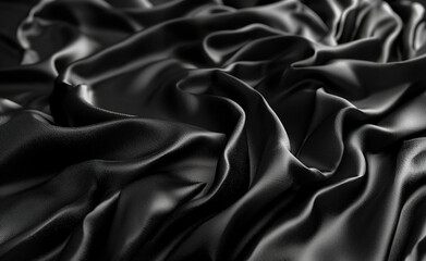 Black abstract background luxury cloth or liquid wave or wavy folds of grunge silk texture satin velvet material.