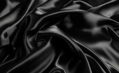Fototapeta premium Black abstract background luxury cloth or liquid wave or wavy folds of grunge silk texture satin velvet material.