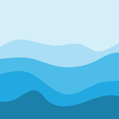 Water Wave Background Design, Abstract Vector Blue Ocean Walpaper Template