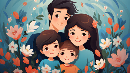 family in the park illustrator design. Generative AI