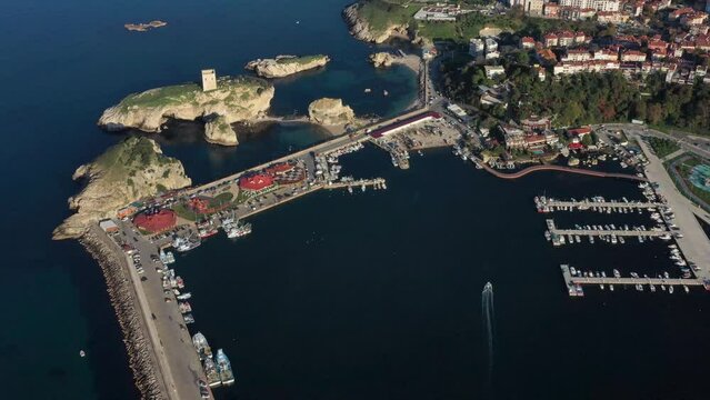 drone shooting sile castle and its surroundings, sile, istanbul, turkey