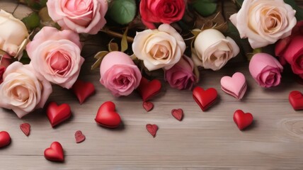 Fototapeta na wymiar Happy Valentine's day background with flowers