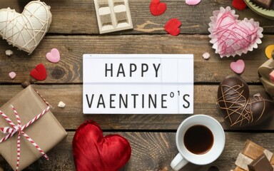 Happy Valentine's Day background with hearts and flowers