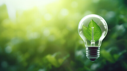 Realistic image of light bulb green - obrazy, fototapety, plakaty