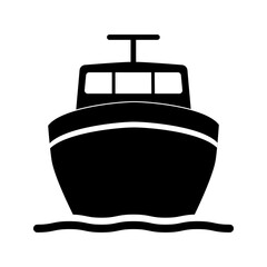 艇首から見た小型ボートのアイコン、透明背景
