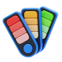 Painter's Palette in 3D Render. Visual Composition: Color Palette Render.
3d illustration, 3d element, 3d rendering. 3d visualization isolated on a transparent background