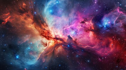 Stunning view of colorful nebula in the night sky, outer space background, abstract nebula space galaxy