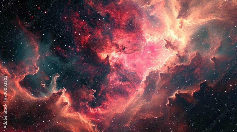 Wall mural amazing view of colorful nebula in the night sky, outer space background, abstract nebula space gala