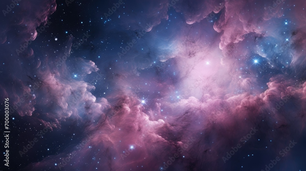 Wall mural breathtaking view of colorful nebula in the night sky, outer space background, abstract nebula space