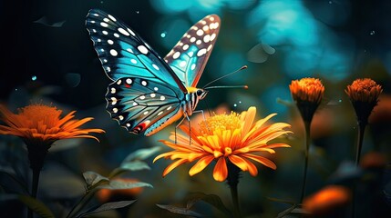 A vibrant flower hosting an enchanting butterfly. Graceful, colorful, nature's grace, delicate wings, floral allure, captivating, vibrant. Generated by AI.