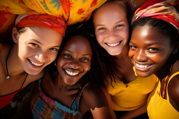Fototapeta premium african and american women smiling together diversity concept