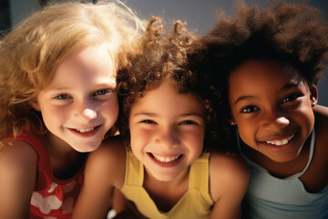Fototapeta premium african and american young girls smiling together diversity concept