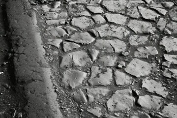 background stone white black slab concrete made sidewalk crumbling broken sidewalk damaged background gray grunge