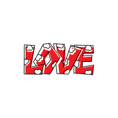 love logo with typography and flat graphic design concept