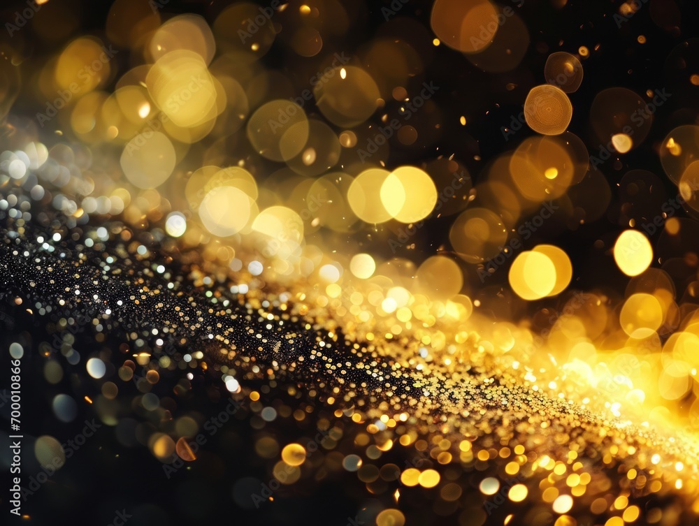 Poster abstract gold bokeh background. festive defocused lights. generative ai