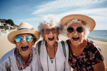 a group of older women friendship bokeh style background