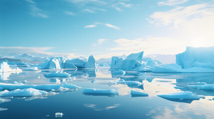 Fototapeta na wymiar Arctic glaciers and ice icebergs in ocean. Stunning
