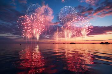 colorful fireworks at the night sky