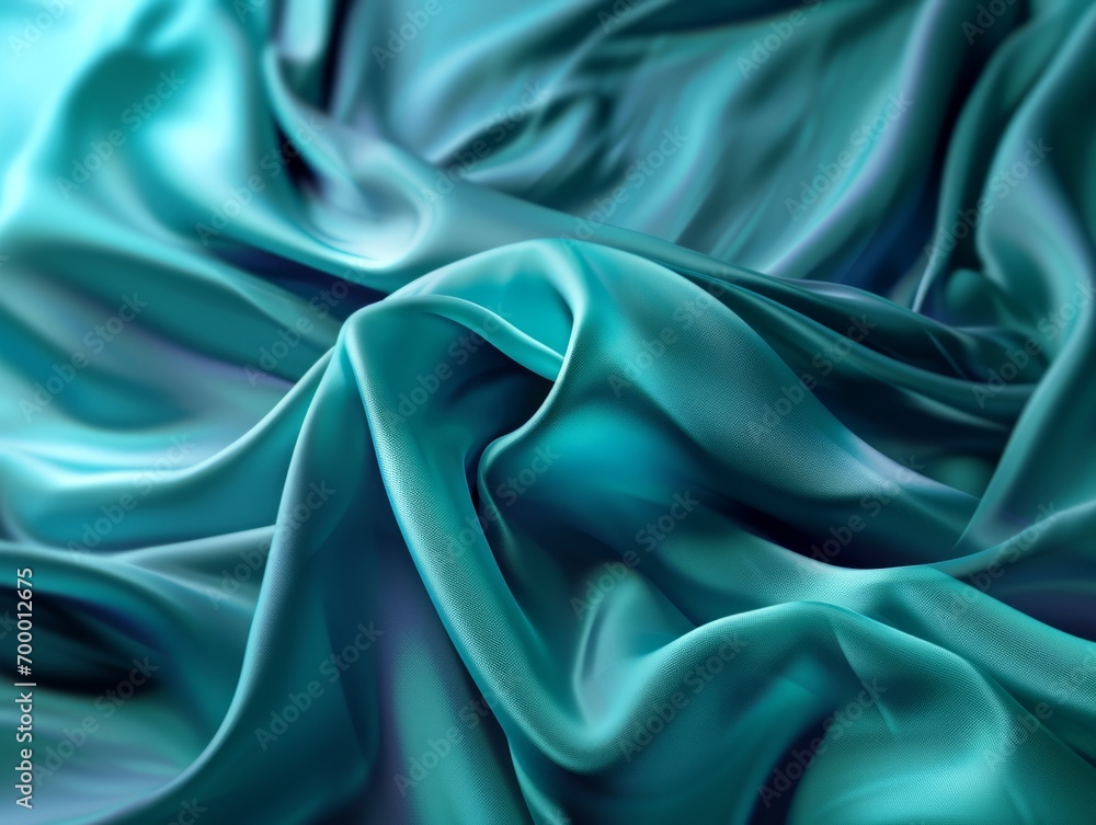 Aufkleber blue satin background with drapery and folds. 3d rendering generative ai
