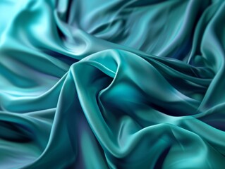 Fototapeta premium Blue satin background with drapery and folds. 3d rendering Generative AI
