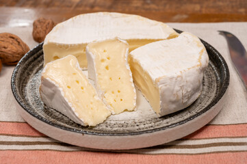 French soft Camembert cheese, original Camembert de Normandie