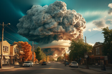 a large explosion  in the city
