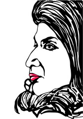 Женщина-вамп, лицо женщины с пышной прической. Стоковый вектор. Автор рисунка: художник #iThyx