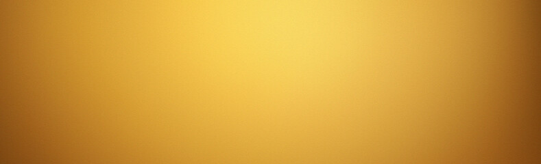 Abstract gold yellow grainy wall texture background. Elegant background with space for design copy space. Gradient. Web banner. Wide panoramic template.