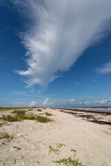 Sargent Beach on the south side of the Intracoastal Waterway, with Breakers rolling in from the Gulf on a sunny day in September.