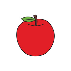 Kids drawing cartoon Vector illustration cute apple icon Isolated on White