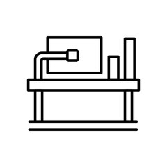 Workplace outline icons, minimalist vector illustration ,simple transparent graphic element .Isolated on white background