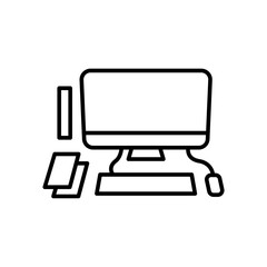 Desktop outline icons, minimalist vector illustration ,simple transparent graphic element .Isolated on white background