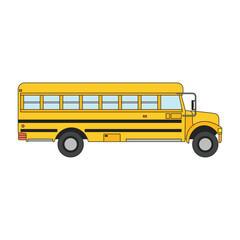 Kids drawing cartoon Vector illustration cute school bus icon Isolated on White
